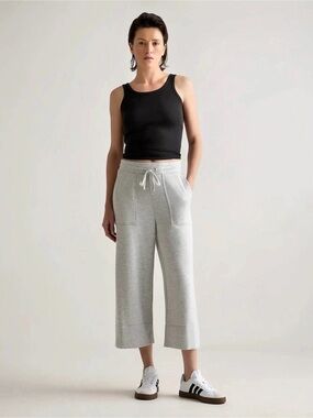 Quince SuperSoft Fleece Cropped Wide Leg Pants